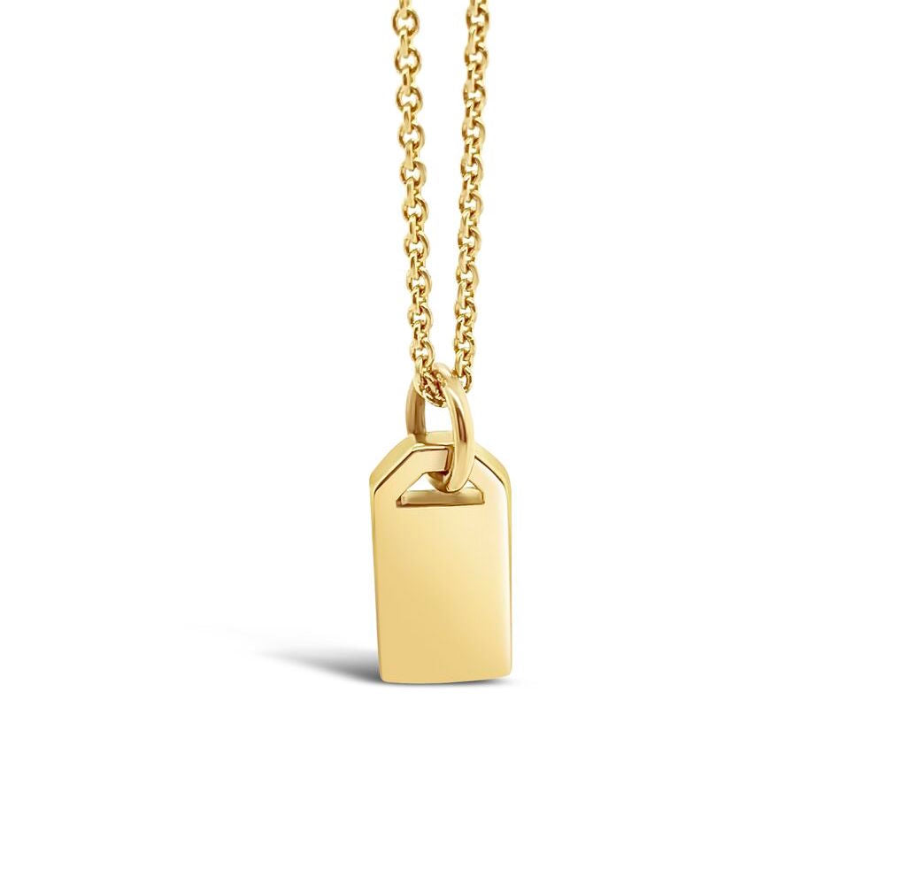 14K Gold Small Dog Tag Necklace 14K Yellow Gold / 18