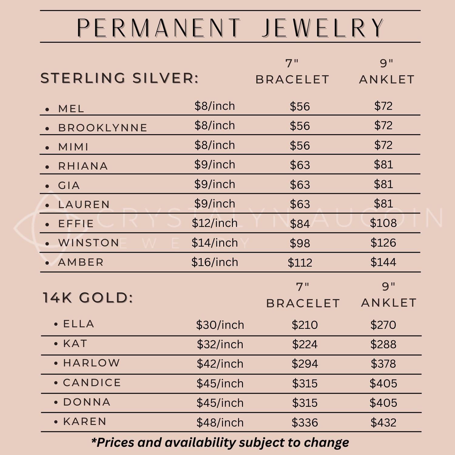 Permanent Jewelry By Appointment